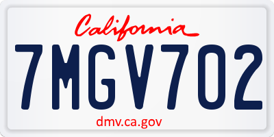 CA license plate 7MGV702