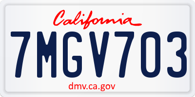 CA license plate 7MGV703