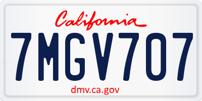 CA license plate 7MGV707