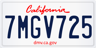 CA license plate 7MGV725