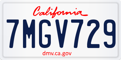 CA license plate 7MGV729