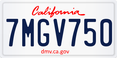CA license plate 7MGV750