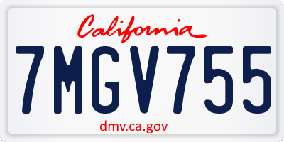 CA license plate 7MGV755