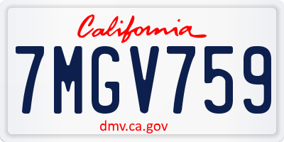 CA license plate 7MGV759