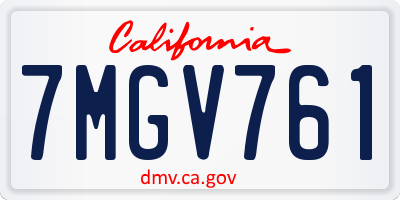 CA license plate 7MGV761