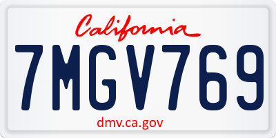 CA license plate 7MGV769