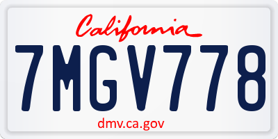 CA license plate 7MGV778