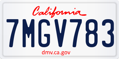 CA license plate 7MGV783
