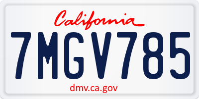 CA license plate 7MGV785