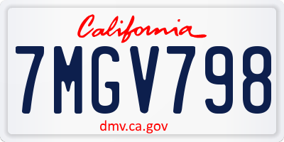 CA license plate 7MGV798
