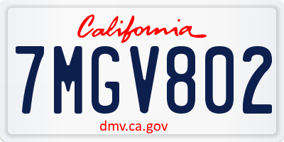 CA license plate 7MGV802