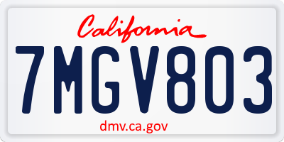 CA license plate 7MGV803