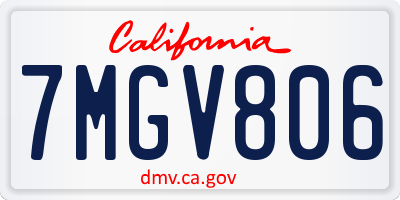 CA license plate 7MGV806