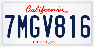 CA license plate 7MGV816
