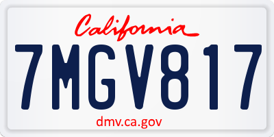 CA license plate 7MGV817
