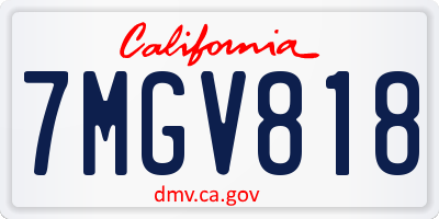 CA license plate 7MGV818