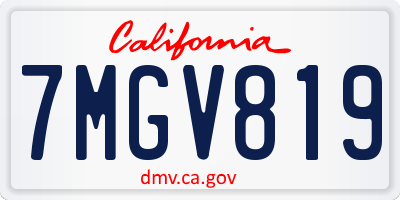 CA license plate 7MGV819