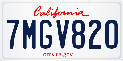 CA license plate 7MGV820