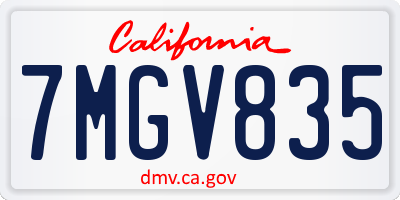 CA license plate 7MGV835
