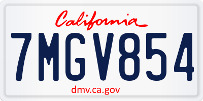 CA license plate 7MGV854