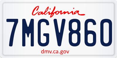 CA license plate 7MGV860