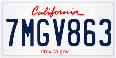 CA license plate 7MGV863