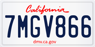 CA license plate 7MGV866