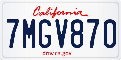 CA license plate 7MGV870
