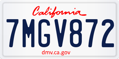 CA license plate 7MGV872