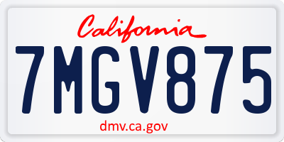 CA license plate 7MGV875
