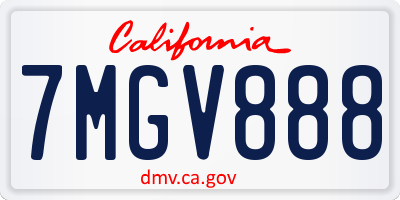 CA license plate 7MGV888
