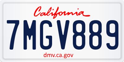 CA license plate 7MGV889