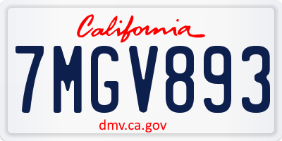 CA license plate 7MGV893