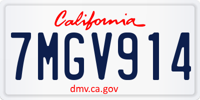 CA license plate 7MGV914