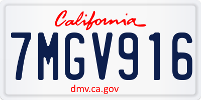 CA license plate 7MGV916