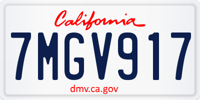 CA license plate 7MGV917