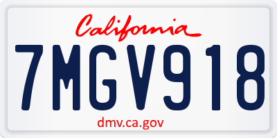 CA license plate 7MGV918