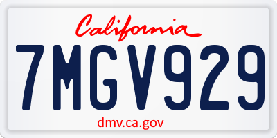 CA license plate 7MGV929