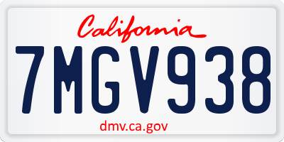 CA license plate 7MGV938