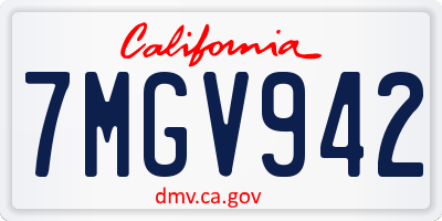 CA license plate 7MGV942