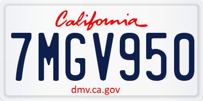 CA license plate 7MGV950