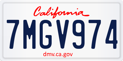 CA license plate 7MGV974