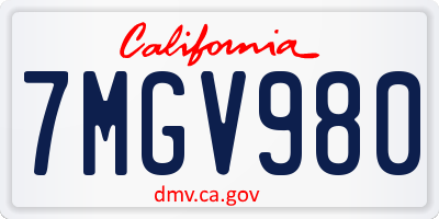 CA license plate 7MGV980