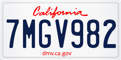 CA license plate 7MGV982
