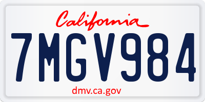 CA license plate 7MGV984