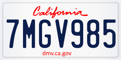 CA license plate 7MGV985