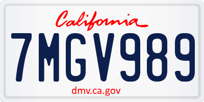 CA license plate 7MGV989