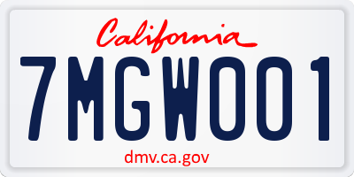 CA license plate 7MGW001
