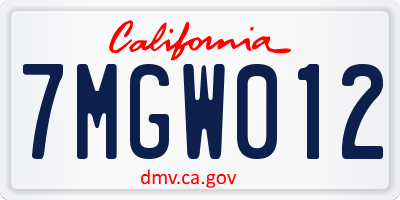 CA license plate 7MGW012