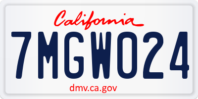 CA license plate 7MGW024